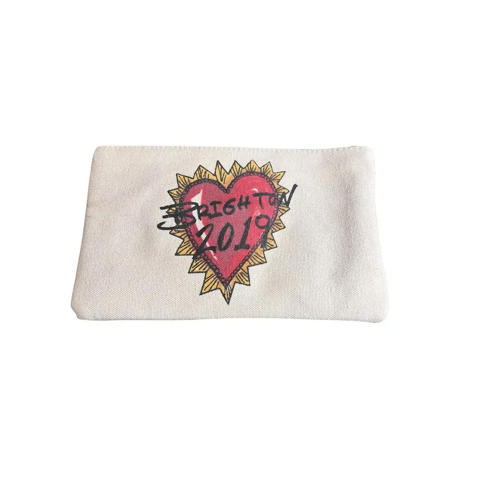 Brighton Cream Canvas Tattoo Love of Art Top-Zip Makeup Wristlet Pouch 2019